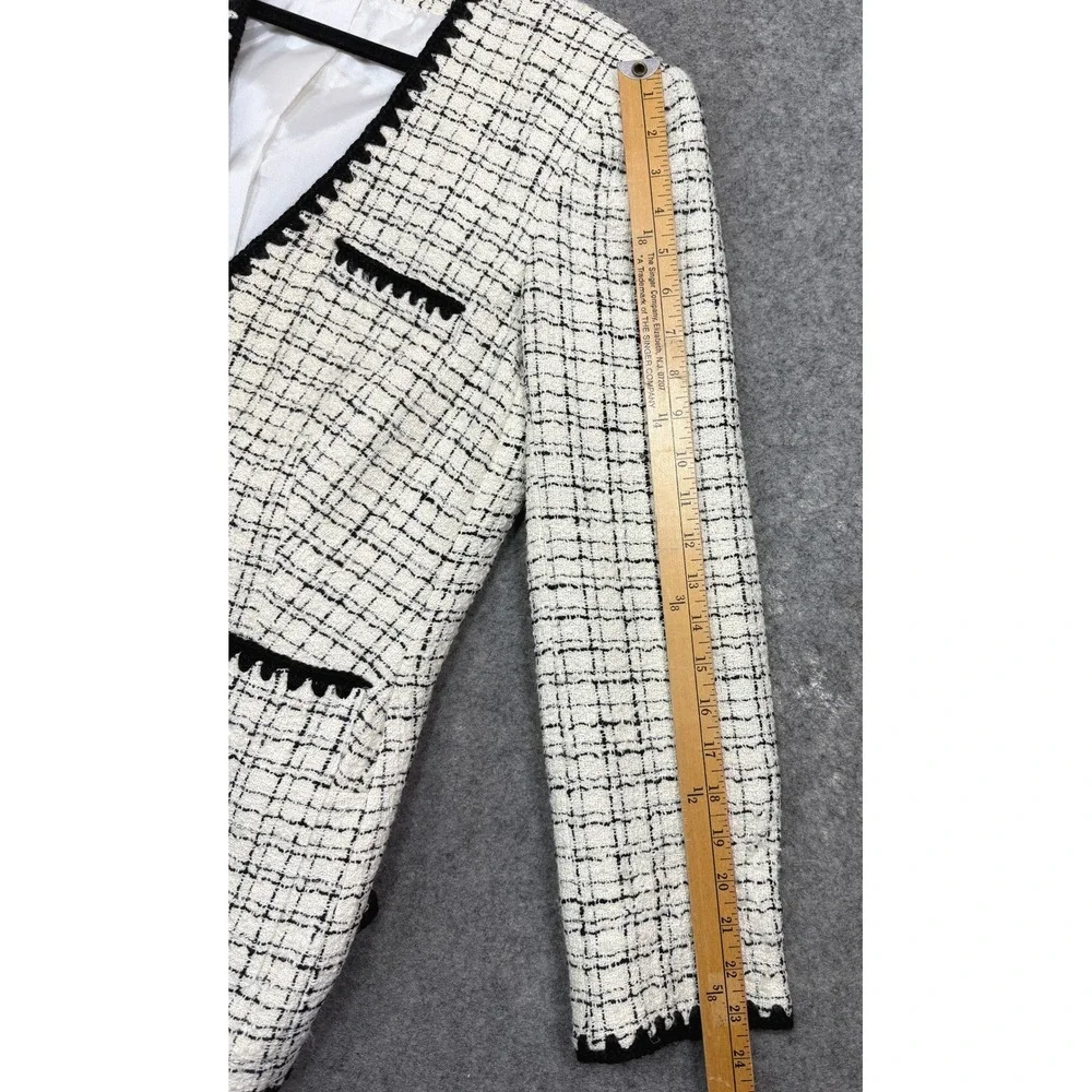 Veronica Beard Albie Dickey Two Tone Cotton Blend Bouclé Tweed Blazer Size 12 - Picture 12 of 12